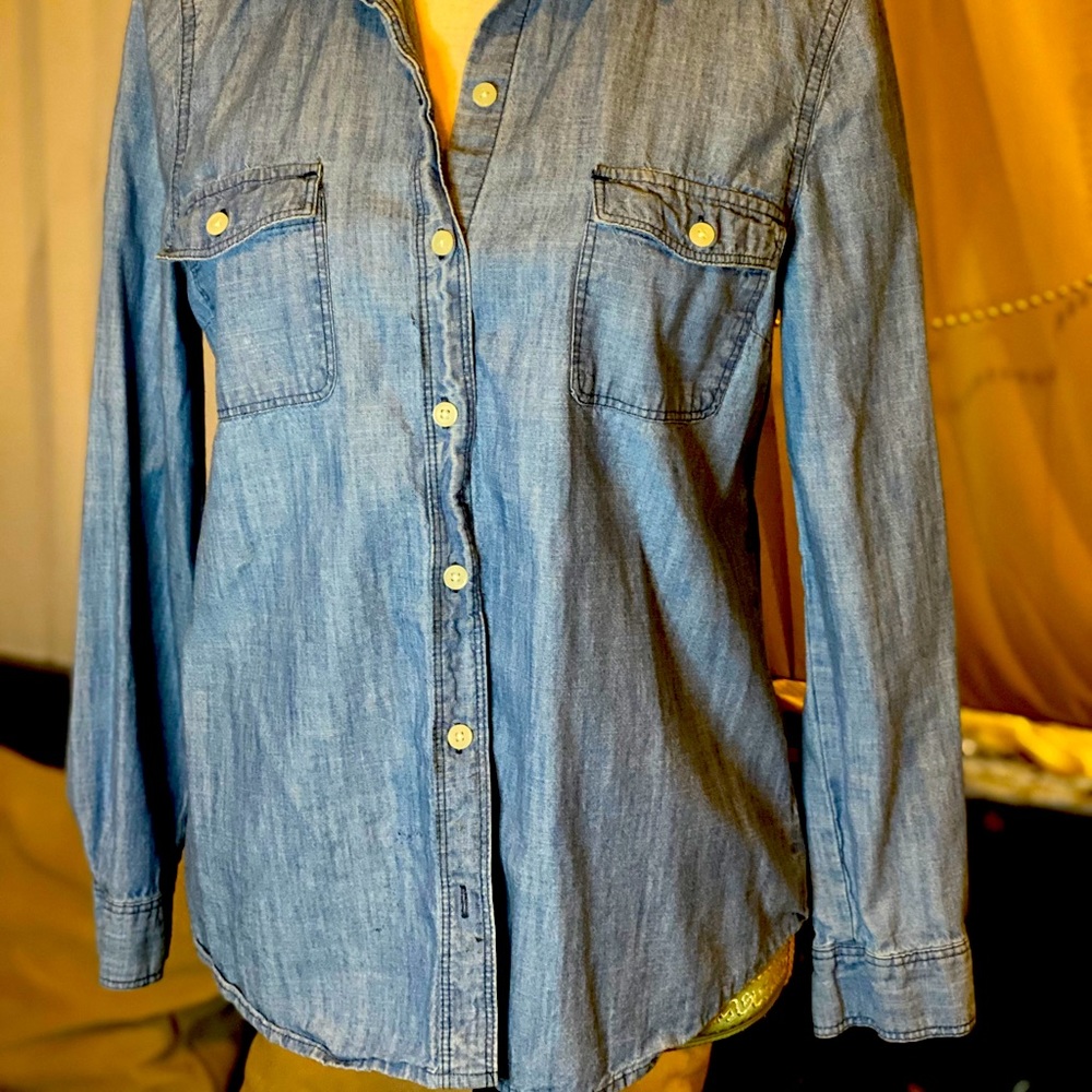 Denim button up look shirt